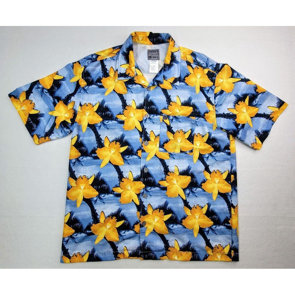 Quiksilver Hawaiian Shirt Mens M Button Up Floral Print Short Sleeve Limited Use